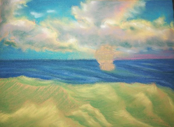 Легкий пейзаж сухой пастелью