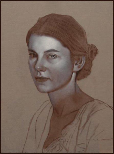 Этюд головы человека гризайль