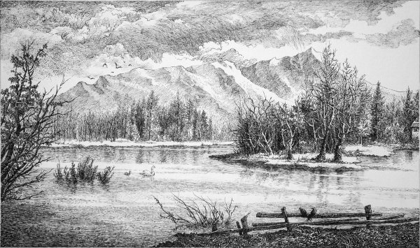 Пейзаж карандашом