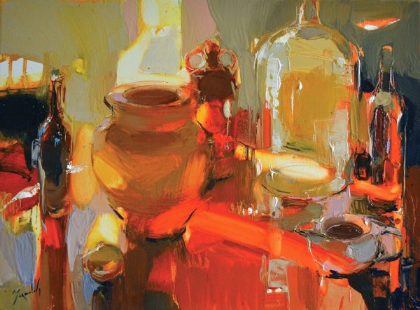 Контражур в живописи натюрморт