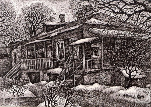 Графический пейзаж тушью