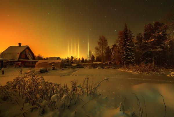 Зимняя ночь в деревне