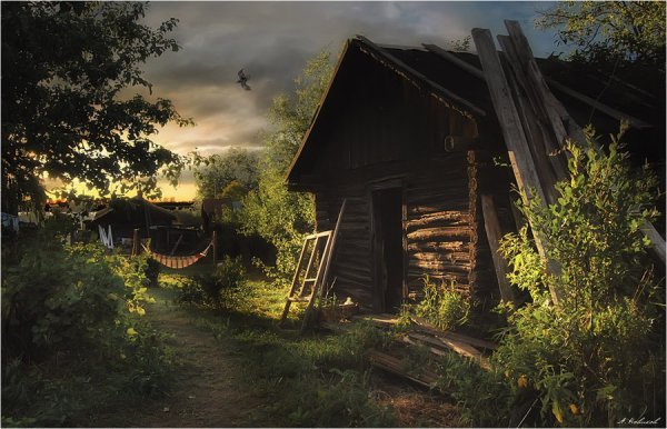 Русская деревня в лесу