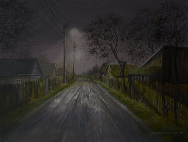 Темная улица в деревне
