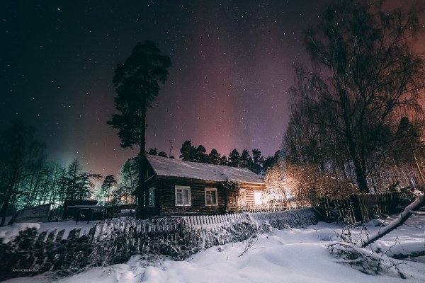 Зима ночь деревня