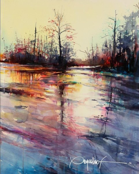 Арт акварель пейзаж