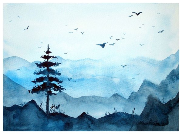 Монохромная живопись одним цветом