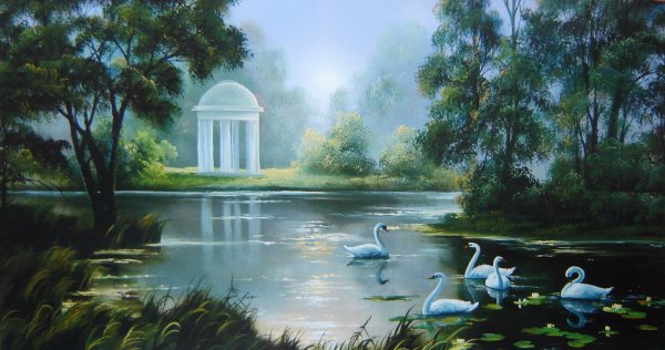 Красивые пейзажи с лебедями