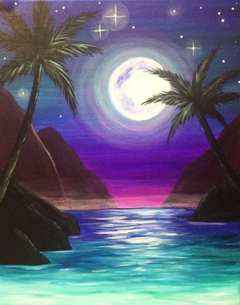 Лунный пейзаж акрилом