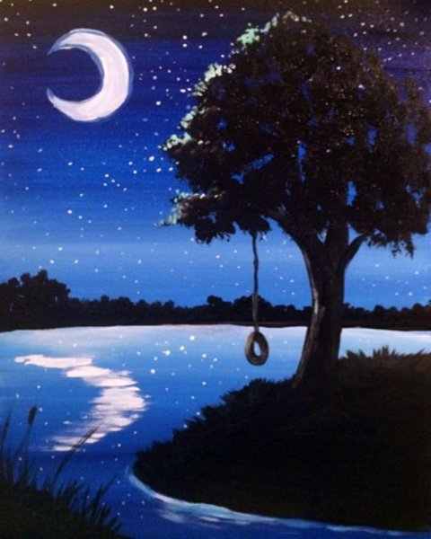 Правополушарное рисование Лунная ночь