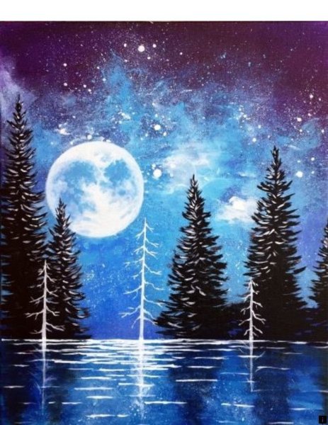 Космический пейзаж гуашью