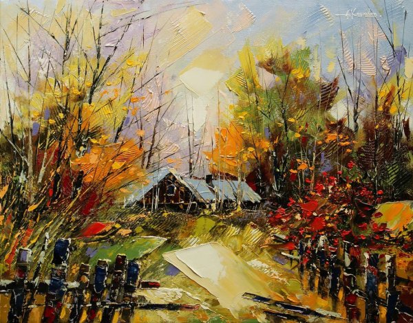 Картины мастихином пейзаж Ходюков