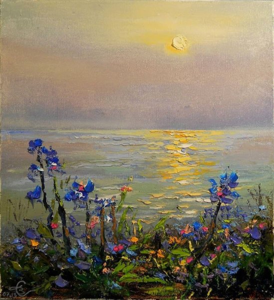 Горный пейзаж маслом мастихин Сахаров