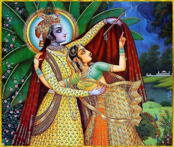 Индийская живопись Кришна и Радха