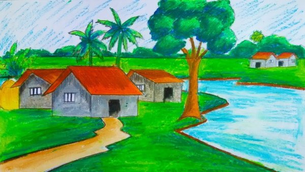 Пейзаж села легкий