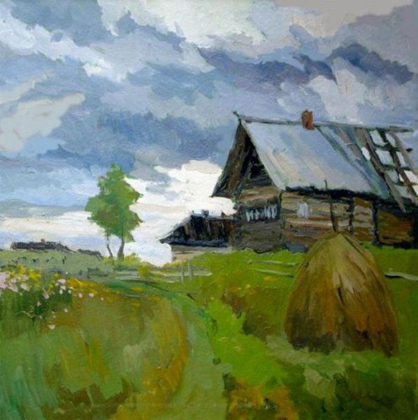 Сельский пейзаж рисунок