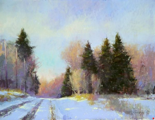 Художник Вера Кавура пастель зимние пейзажи