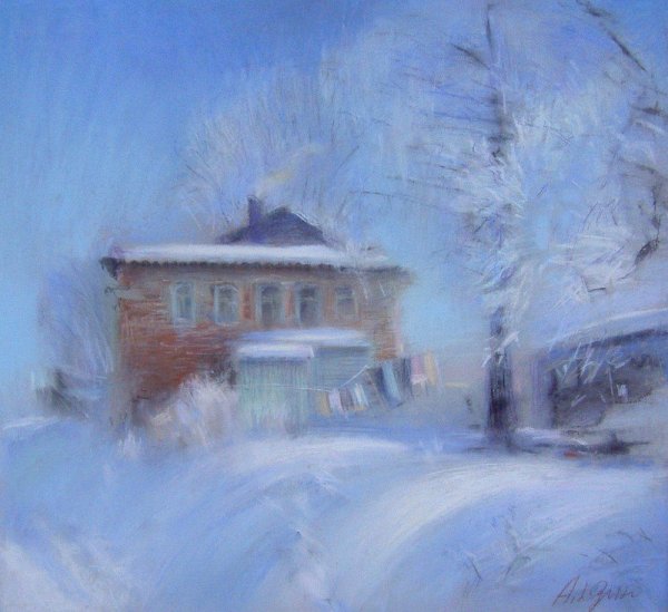 Зимний пейзаж гуашью профессиональные