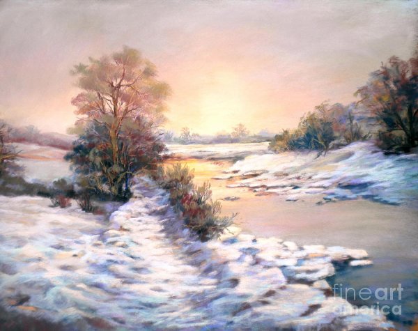 Зимний пейзаж пастелью