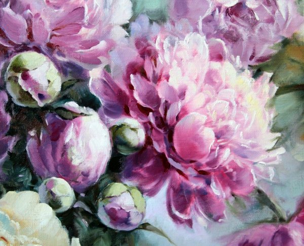 Кристина Пирекеева пионы мастихином