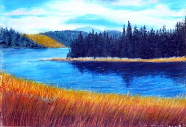 Река нарисованная пастелью