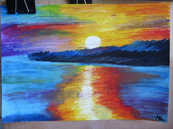 Закат акварелью