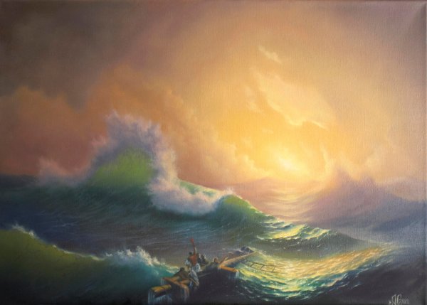 Иван Константинович Айвазовский среди волн