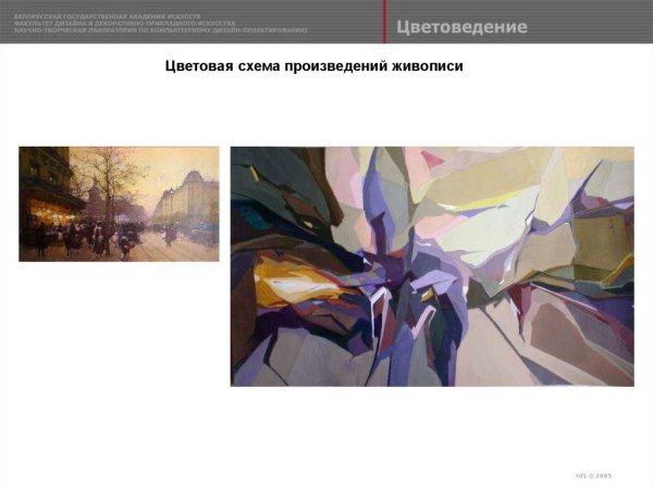 Цветовая схема произведений живописи