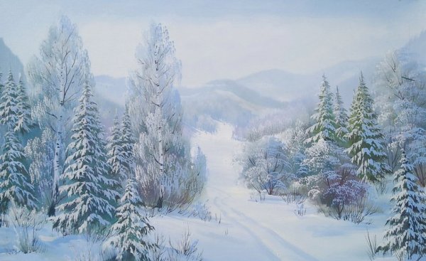 Художник: Вячеслав палачев.зимний пейзаж.