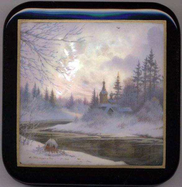 Лаковая миниатюра Федоскино пейзажи