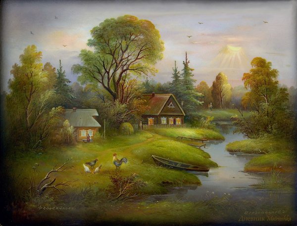 Лаковая миниатюра Федоскино пейзажи