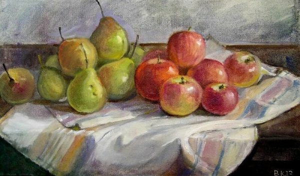 Этюд маслом яблоки