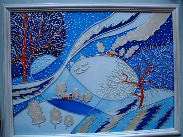Витраж на зимнюю тему
