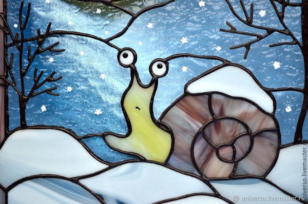 Зимние домики витраж