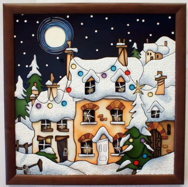 Витраж зимний пейзаж