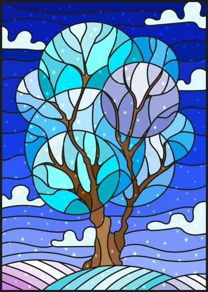 Витраж домики трафарет