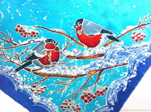 Витраж зимний пейзаж