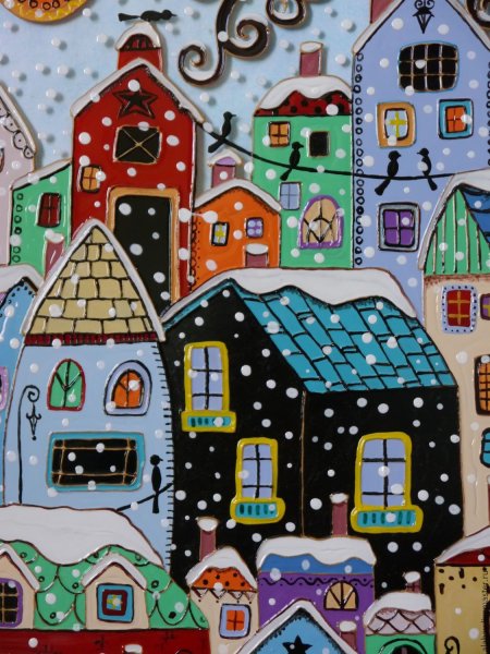 Витраж зимний пейзаж