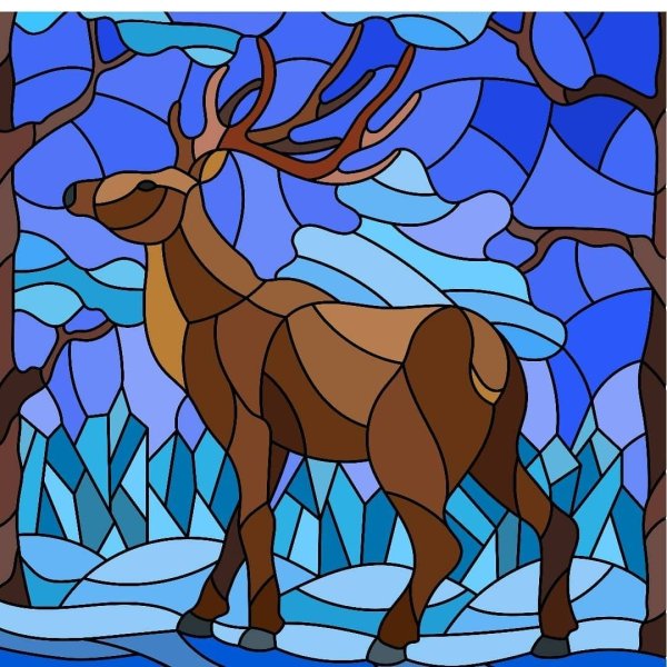 Зимний витраж птицы