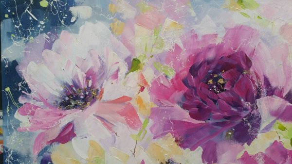 Цветы акрилом на холсте