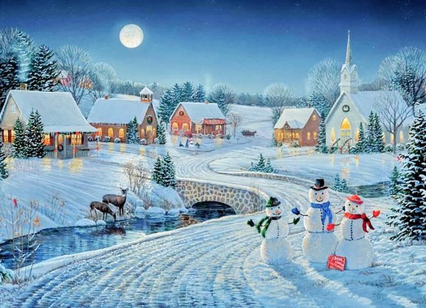 Художник Сэм Тимм. Новогодний пейзаж.