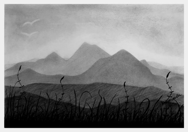 Пейзаж гризайль воздушная перспектива