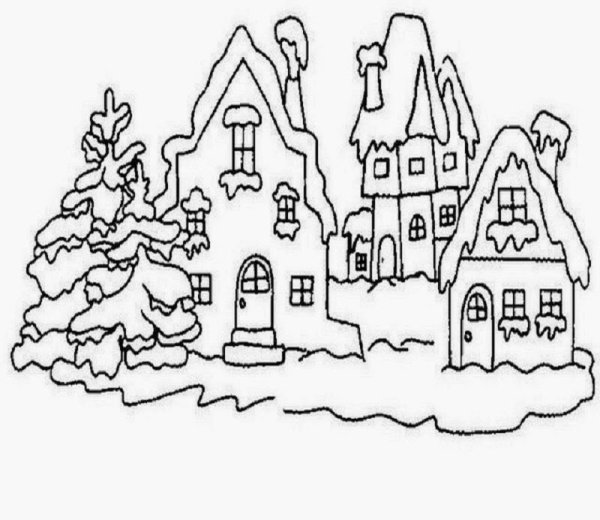 Зимнее утро раскраска