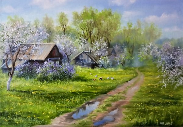 Сельский пейзаж художника Мазеева