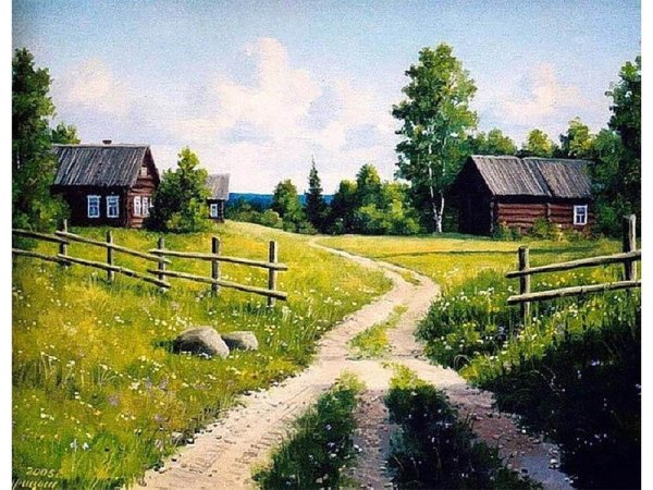 Художник Дмитрий Лёвин картины - лето в деревне