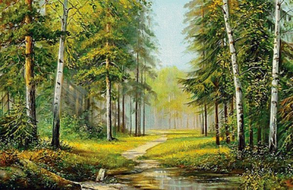 Пейзаж лес масло