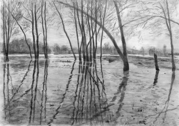 Весенний пейзаж в графике