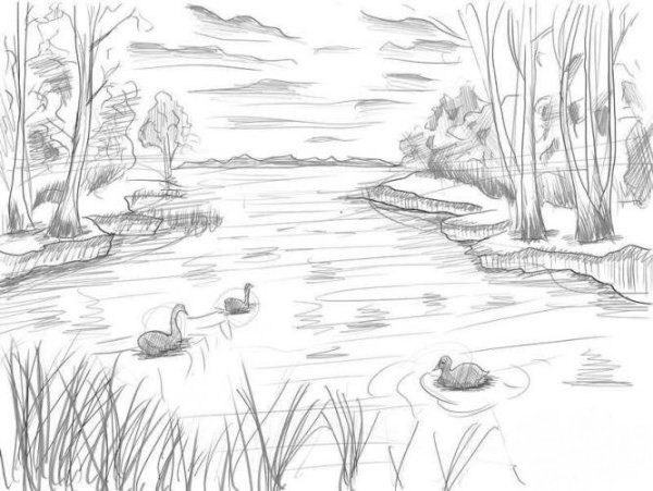 Весна рисунок карандашом