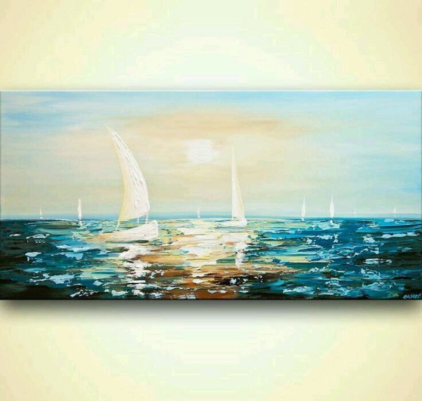 Морской пейзаж гуашью