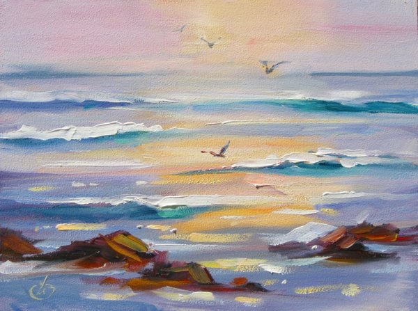 Морской пейзаж красками